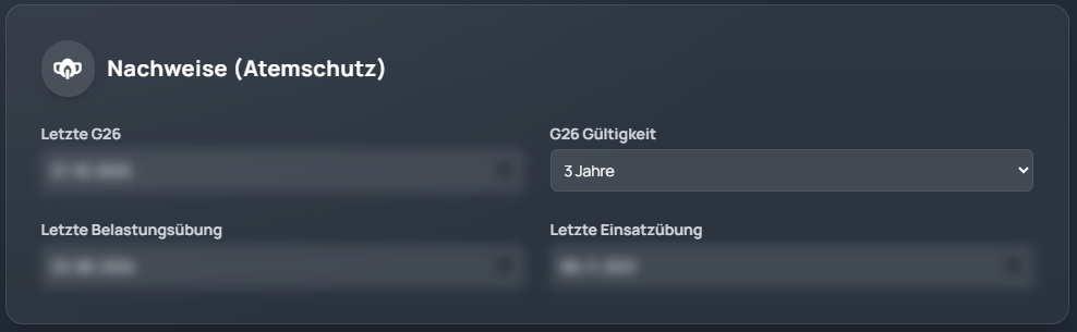 Nachweisübersicht eines Mitglieds im Feuerwehrverwaltungssystem