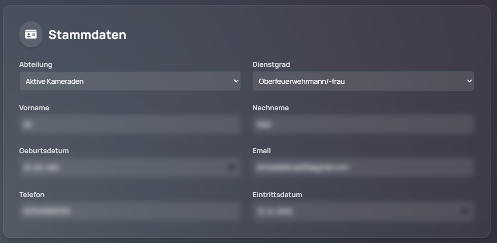 Mitgliederstammdaten im Feuerwehrverwaltungssystem